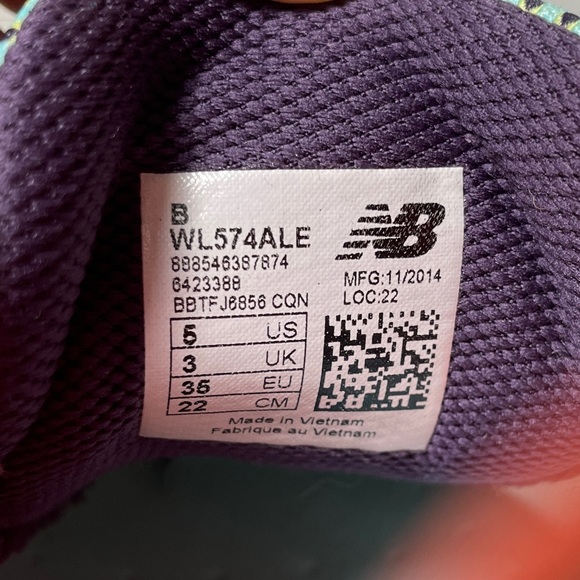 New Balance 574 Woven Teal Women’s Sneakers Shoes 5 35 Mint Green Fabric Neon - Picture 12 of 12